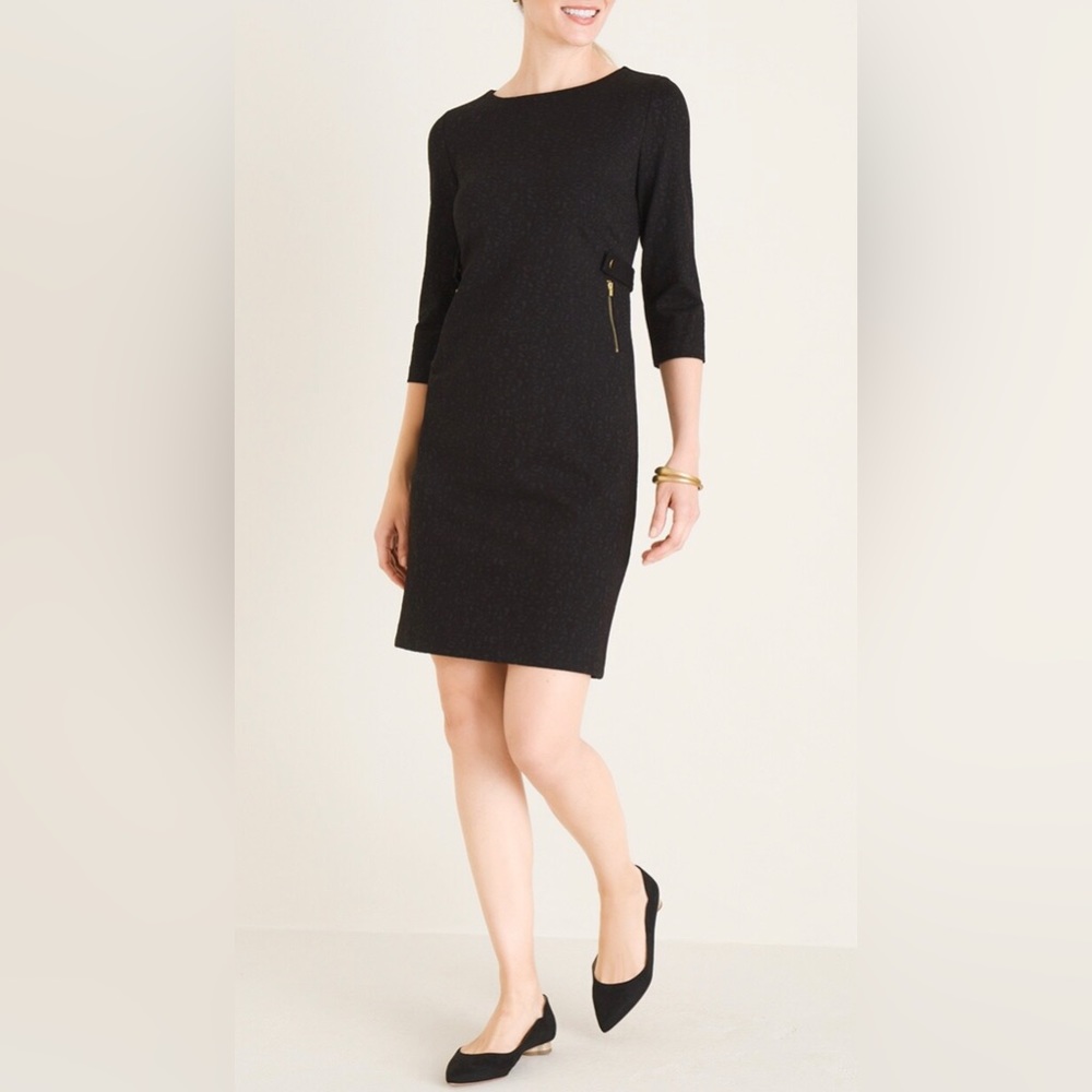 Chico's Black Dress with Gold Accents